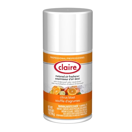 Claire Metered Air Freshener, 7 oz Aerosol Spray, Citrus Blast, 12PK 1000003940